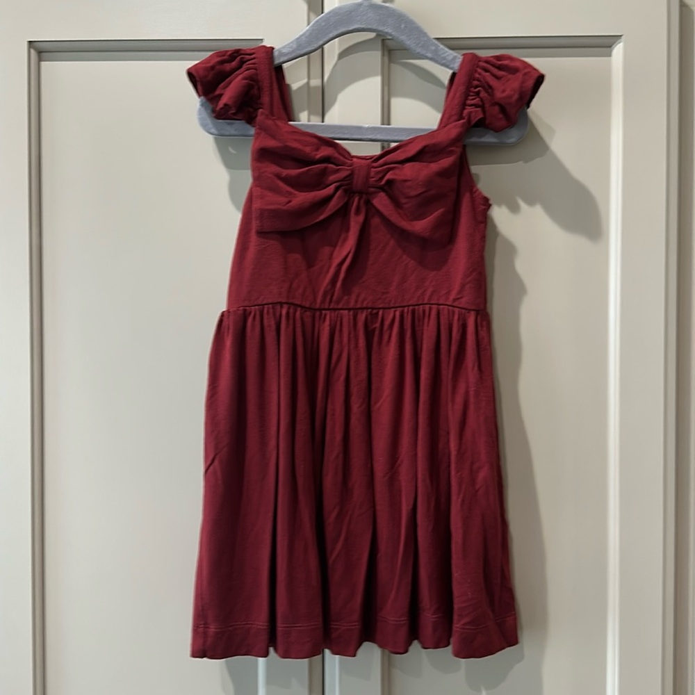 Kate Quinn burgundy bow dress with ruffles good used condition